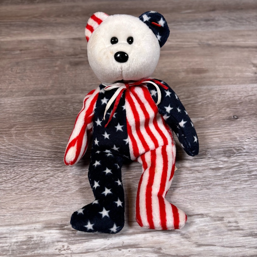 TY Beanie Babies Spangle Set of 2 Vintage Stars and‎ Stripes Bears - Picture 13 of 16